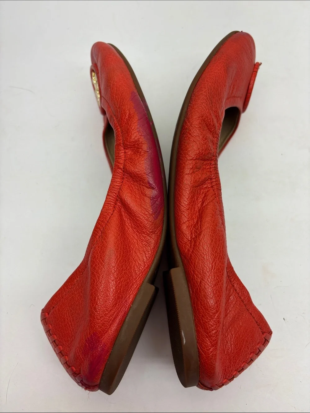 Tory Burch Leather Ballet Flats with Gold Medallion, SZ 9, box 71